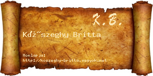 Kőszeghy Britta névjegykártya